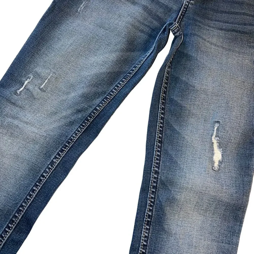 Justice Girls Denim Blue Jeans Skinny Jeans Mid Rise Distressed Mid Wash Size 12